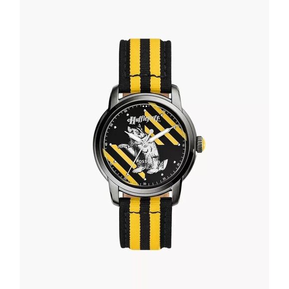 FOSSIL Harry Potter 3-Hand Hufflepuff Ltd Ed Nylon Watch Collectible #1436 NWT - Picture 1 of 10
